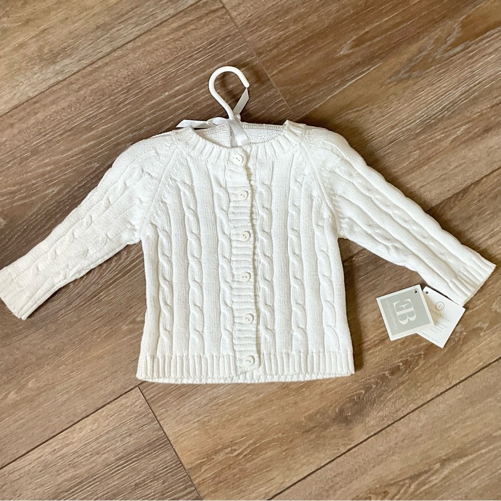 Elegant Baby NWT Sweater 100% Cotton White 12 months
